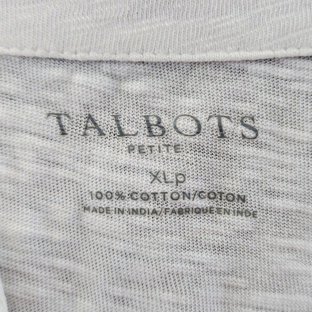 Talbots Split Neck Embroidered Tee Tunic Women's XL Petite White Purple Coastal - Picture 5 of 8